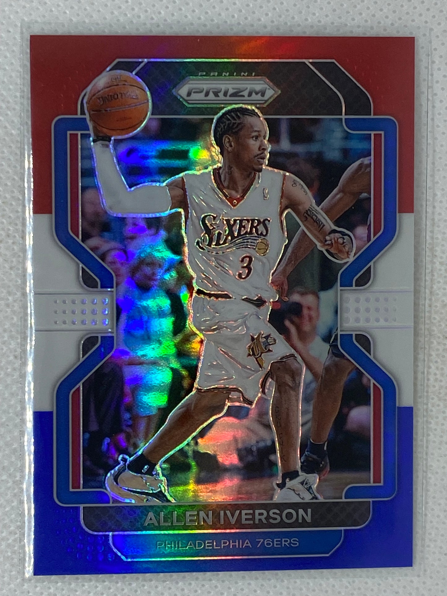 2021-22 Panini Prizm Red White & Blue Allen Iverson #255 Philadelphia 76ers