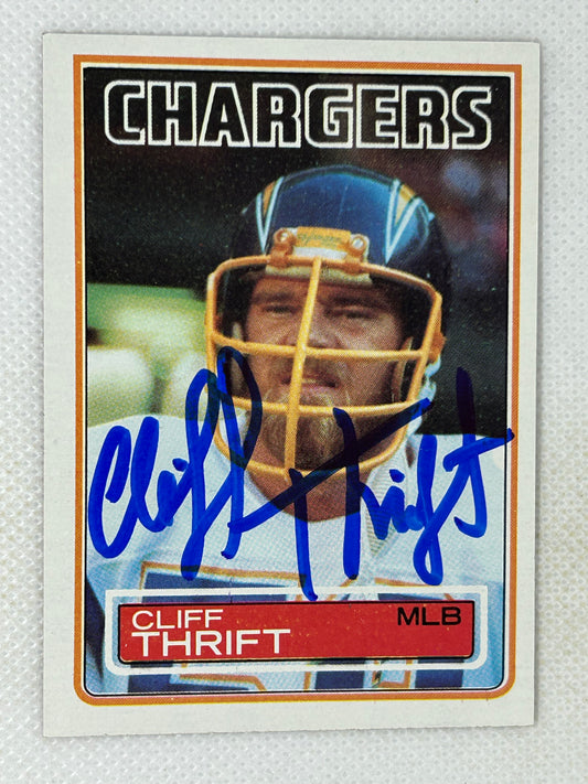 1983 Topps Cliff Thrift Rookie Card #380 San Diego Chargers Signed Card