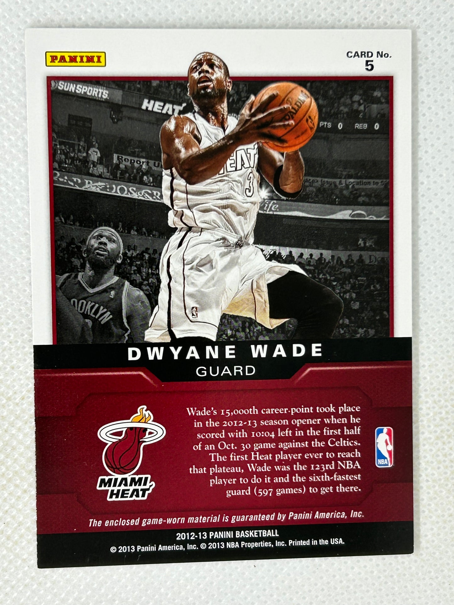 2012-13 Panini Game Jerseys Dwayne Wade #5 Miami Heat