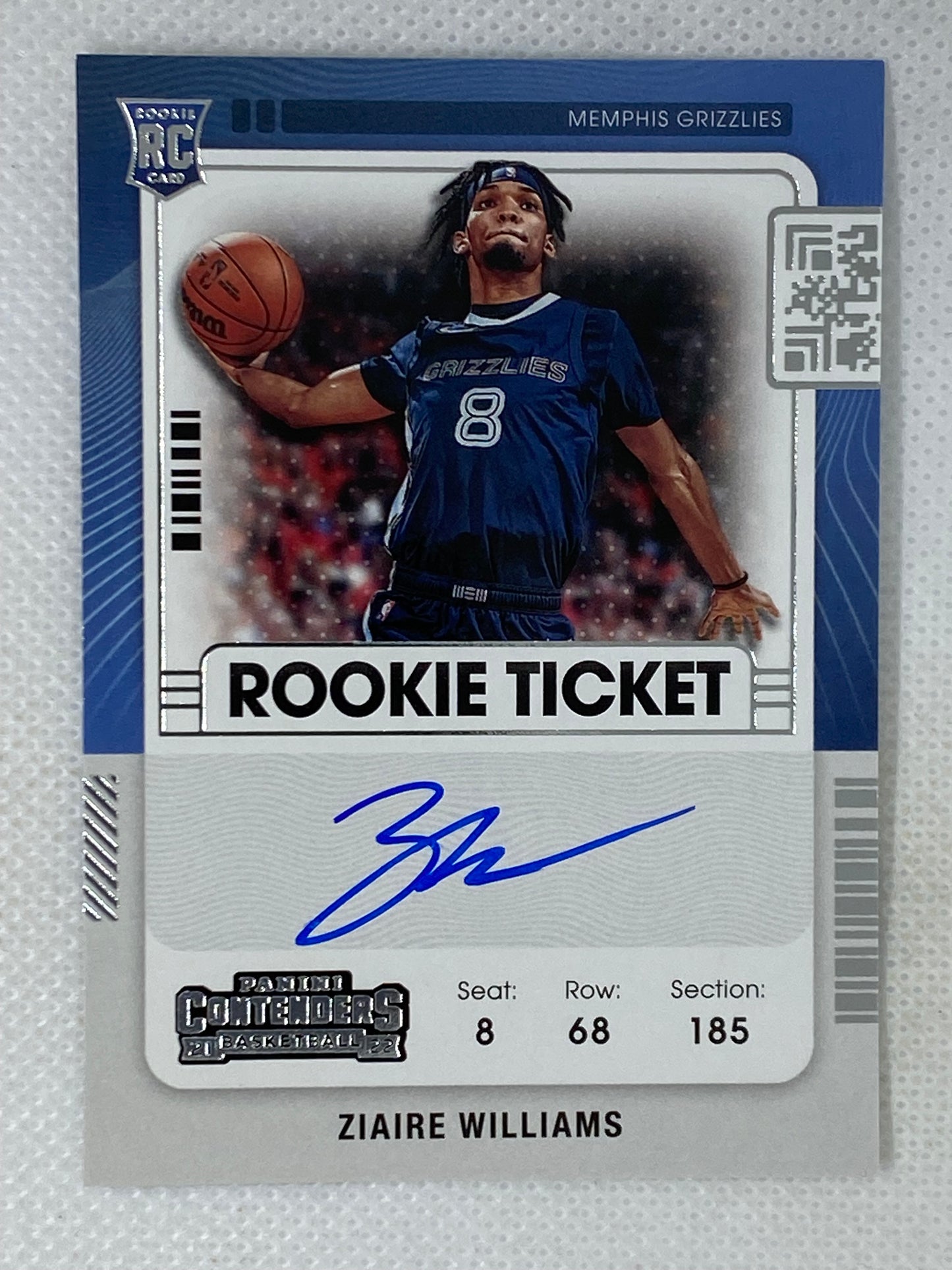 2021-22 Panini Contenders Ziaire Williams Rookie Ticket Auto #110 Memphis Grizzlies