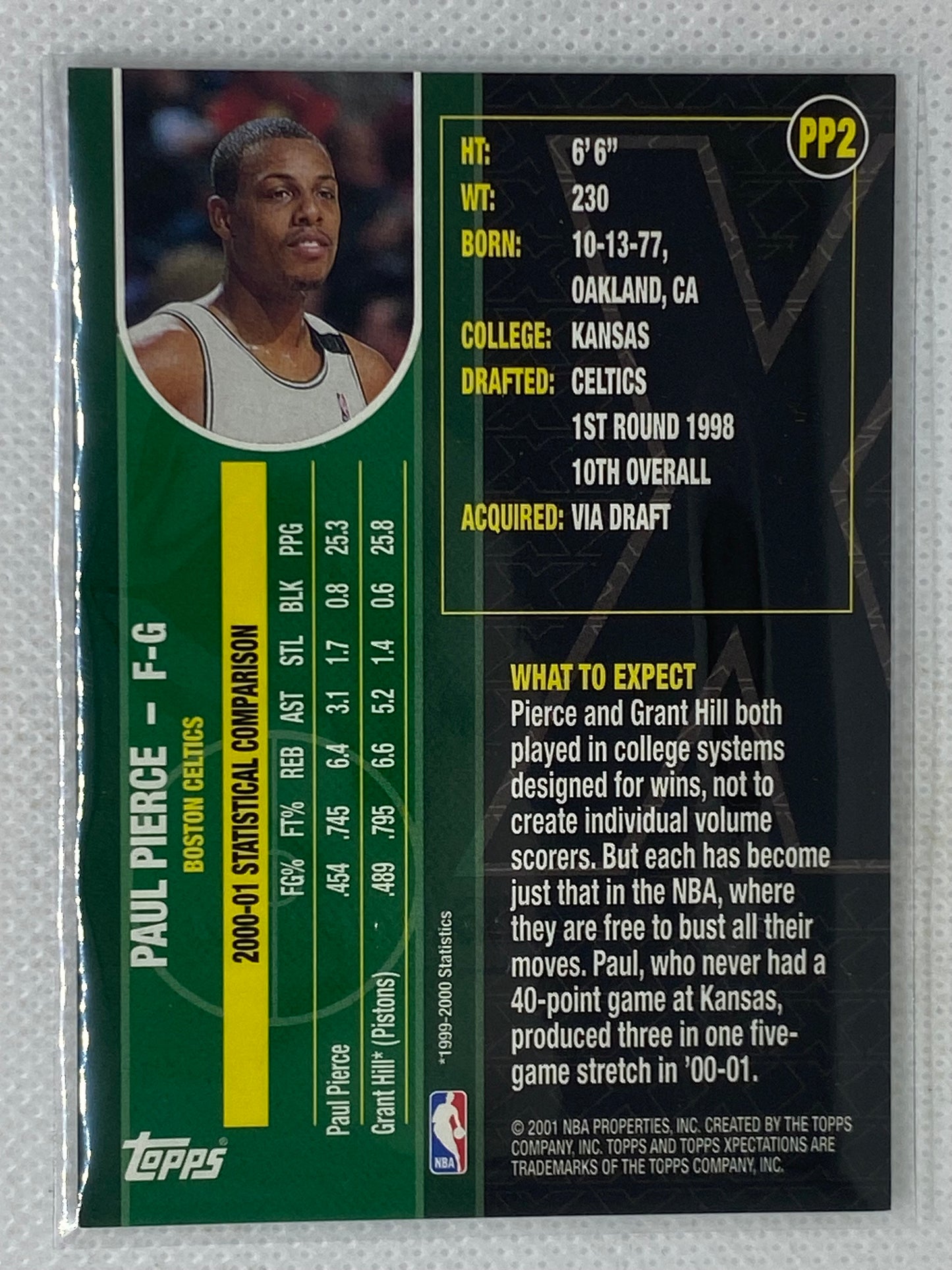 2001-02 Topps Xpectations Previews Paul Pierce #PP2 HOF