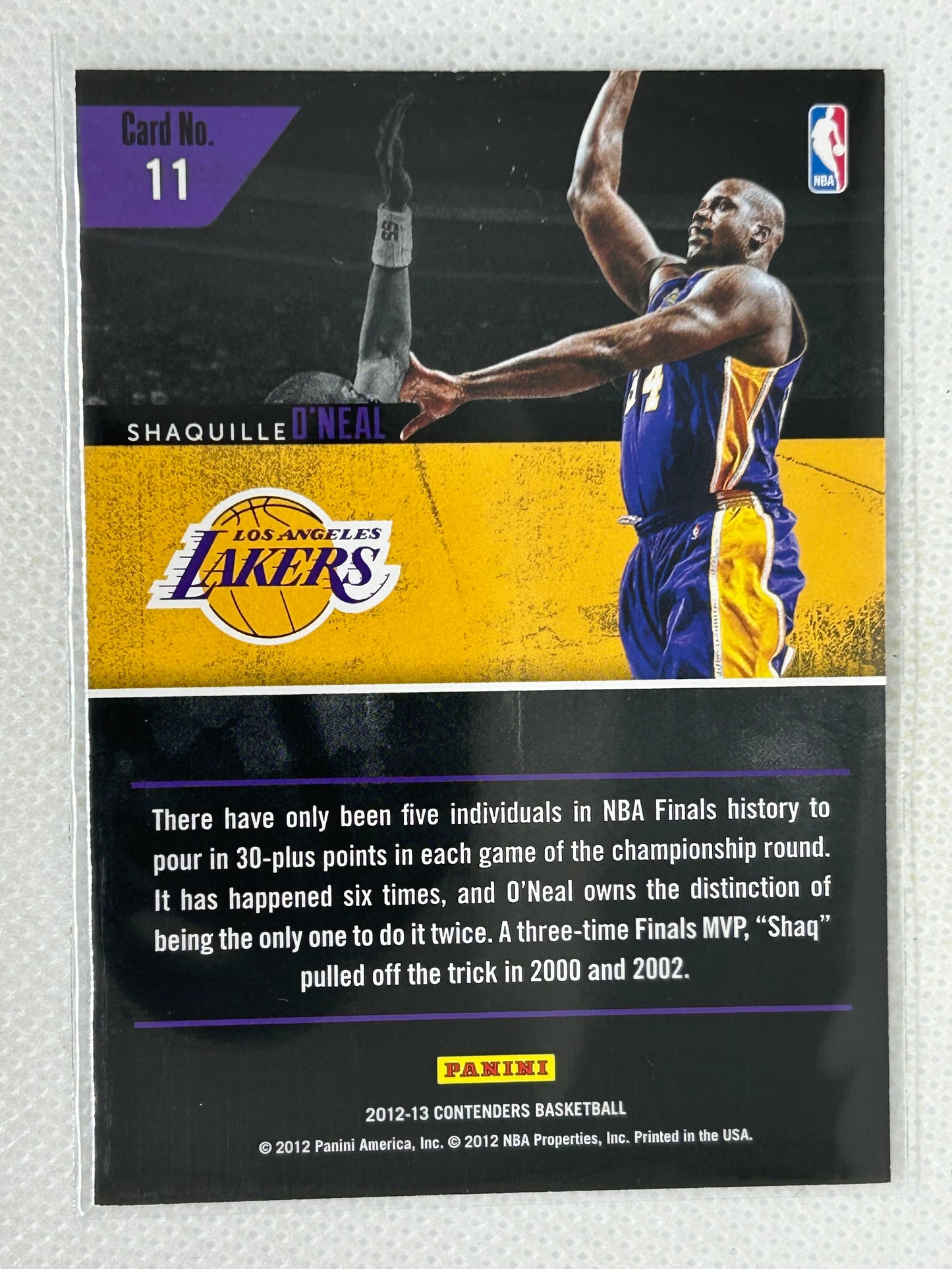 2012-13 Panini Contenders Playoff Contenders #11 Shaquille O'Neal Los Angeles Lakers