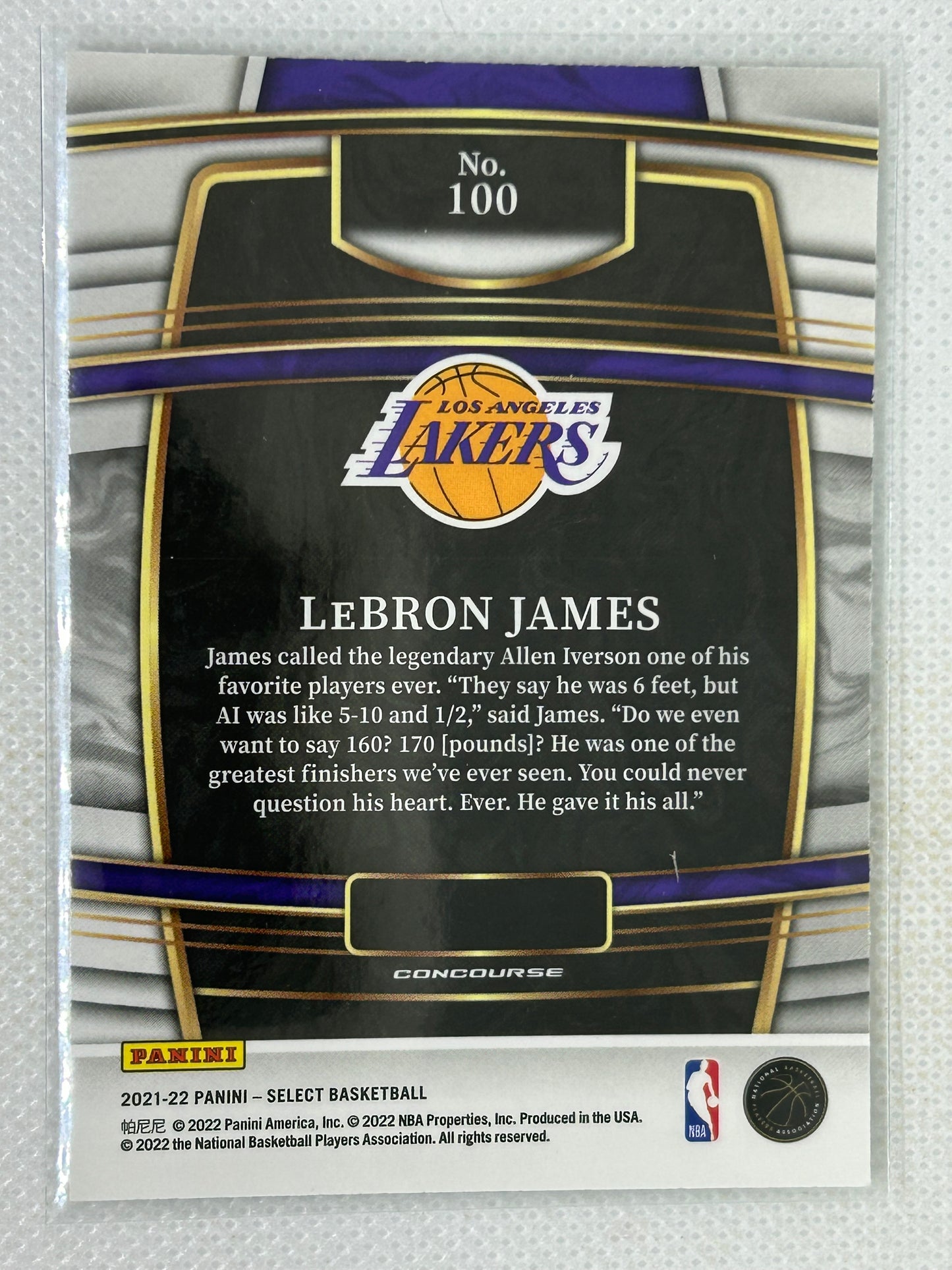 2021-22 Panini Select Silver Lebron James #100 Los Angeles Lakers