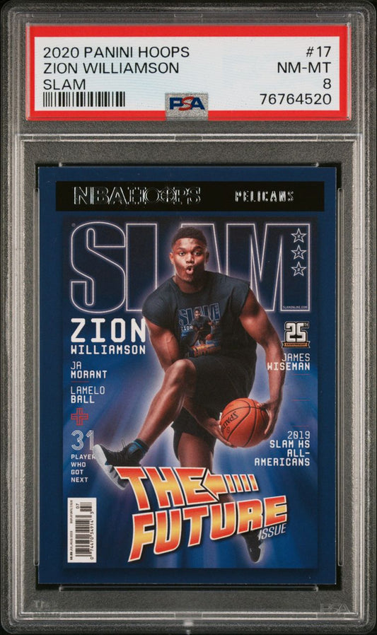 2020-21 Panini Hoops Slam #17 Zion Williamson New Orleans Pelicans PSA 8