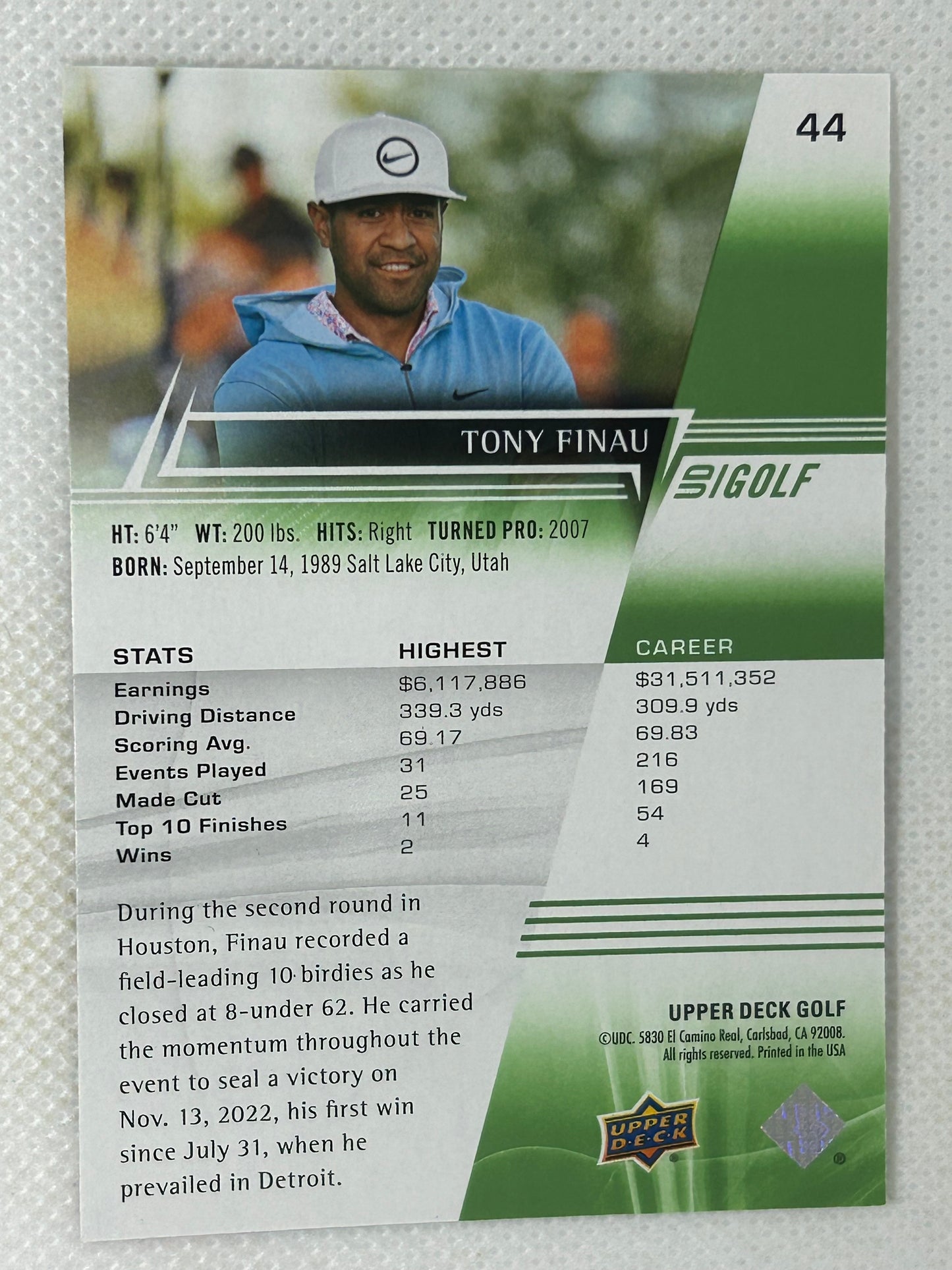 2024 Upper Deck Tony Finau #44