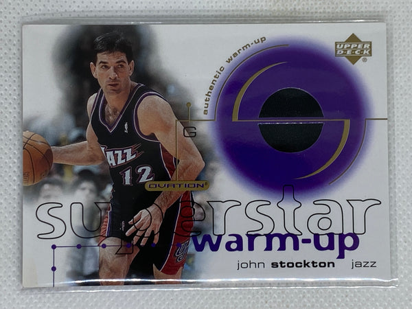 2001-02 Upper Deck Ovation John Stockton #ST Superstar Warm Up Black Jersey HOF Utah Jazz