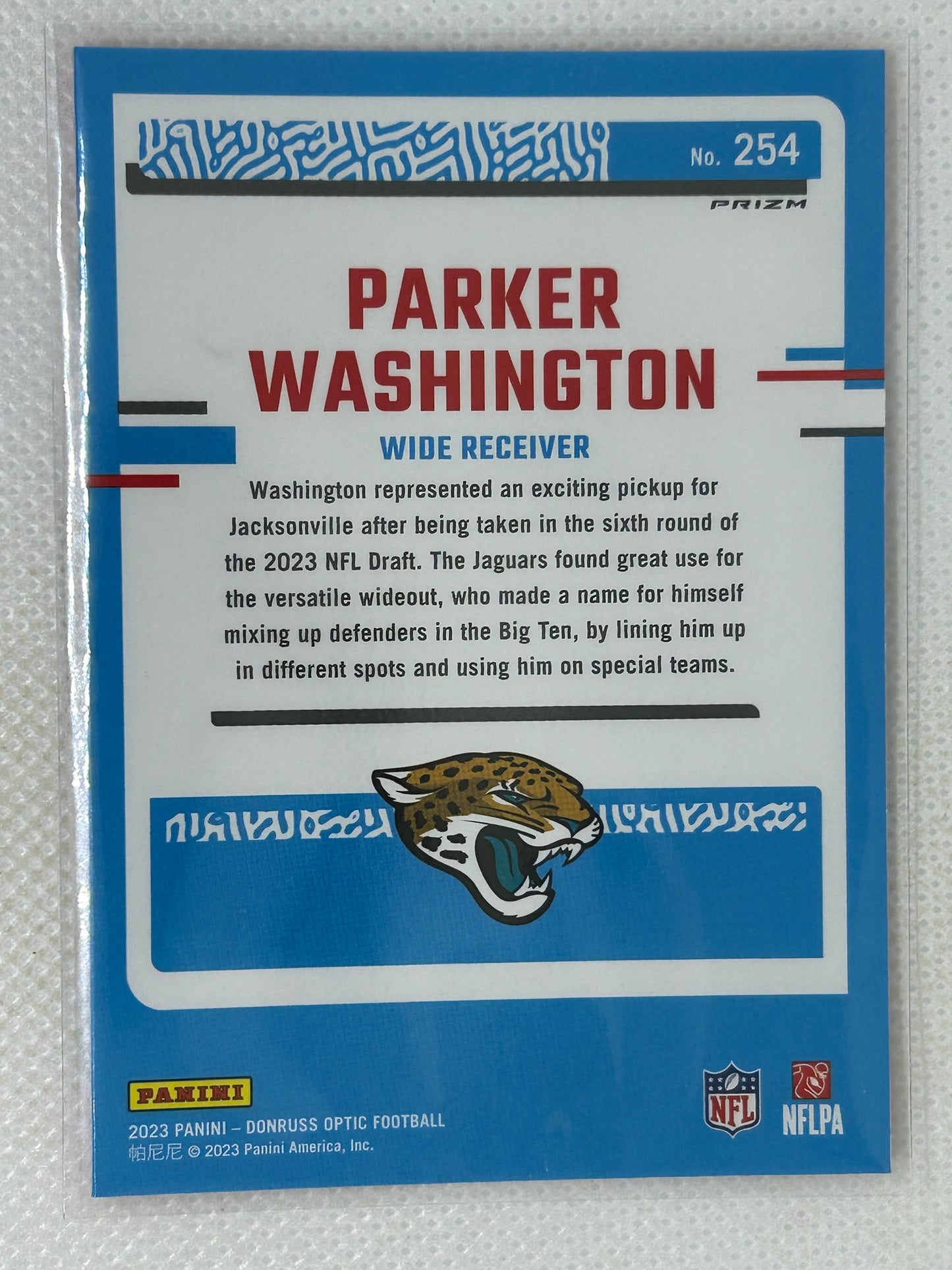 2023 Panini Optic Pink Rated Rookie #254 Parker Washington Jacksonville Jaguars