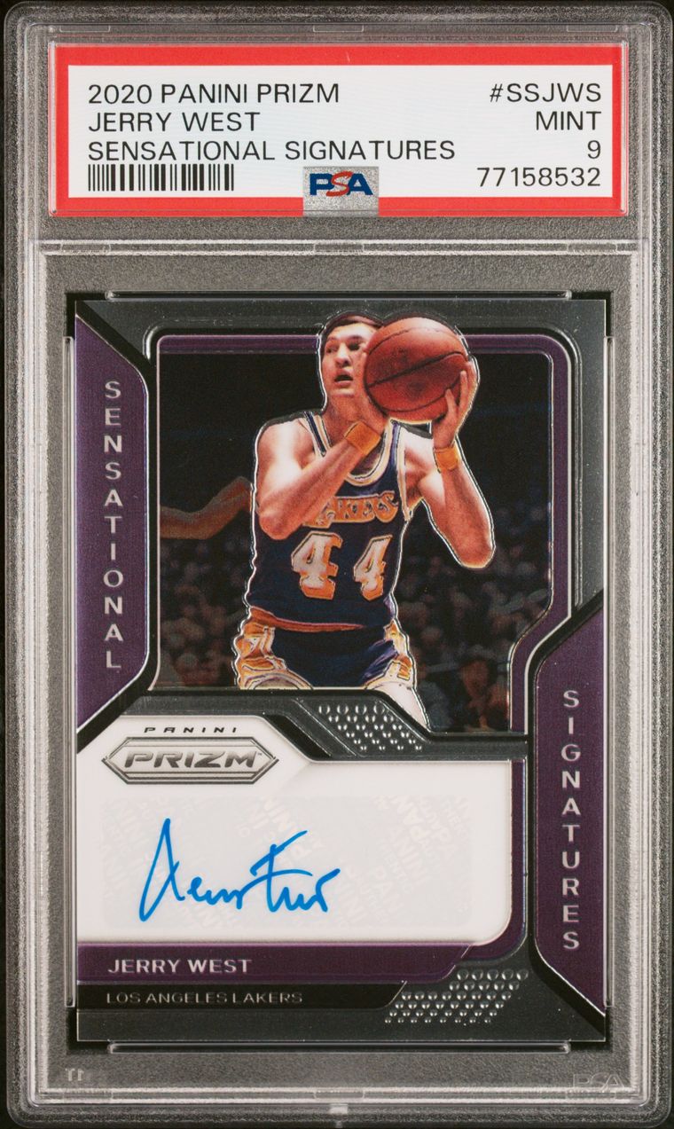 2020-21 Panini Prizm Jerry West Sensational Signatures Autograph #SS-JWS  PSA 9