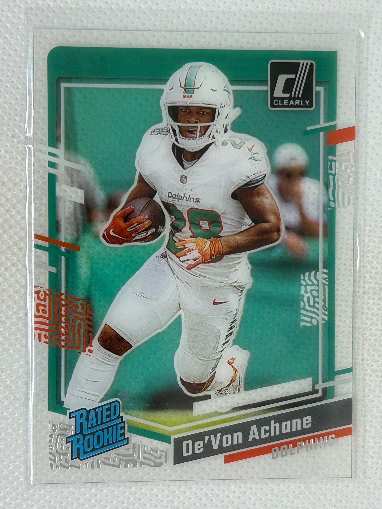 2023 Panini Clearly Donruss Rated Rookie #59 De'Von Achane Miami Dolphins