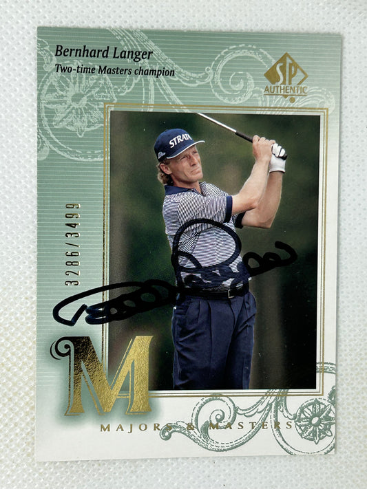 2002 Upperdeck SP Authentic Majors & Masters Bernhard Langer /3499 Signed Card