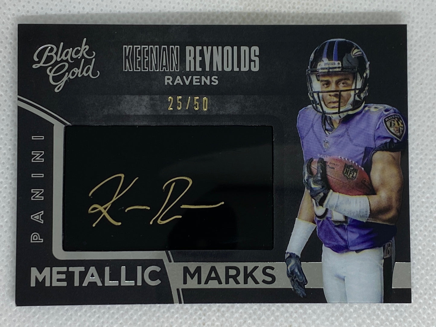 2016 Panini Black Gold Metallic Marks White /50 Keenan Reynolds MM18 Rookie Auto Baltimore Ravens