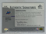 2003-04 Upper Deck SP Authentic Maurice Williams #MW-A Signatures Autograph Utah Jazz