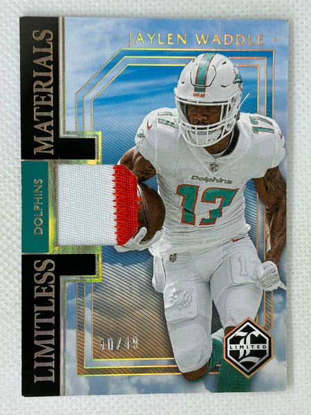 2023 Panini Limited Football Limitless Materials /49 Jalen Waddle LM-JWE Miami Dolphins