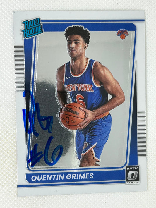 2021-22 Panini Optic Rated Rookie #166 Quentin Grimes New York Knicks Signed Card