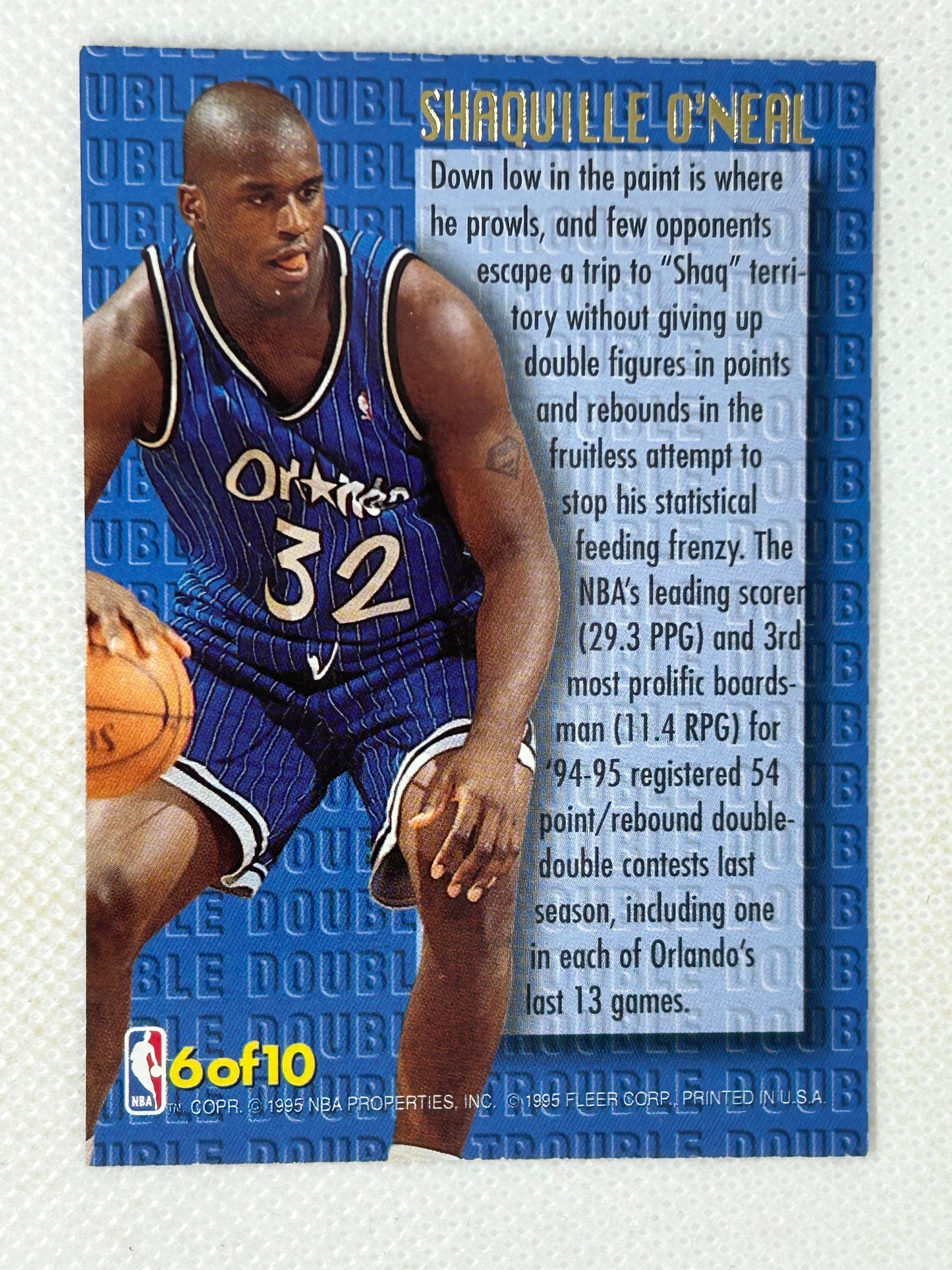 1995-96 Fleer Ultra Double Trouble #6 Shaquille O'Neal Orlando Magic Signed Card