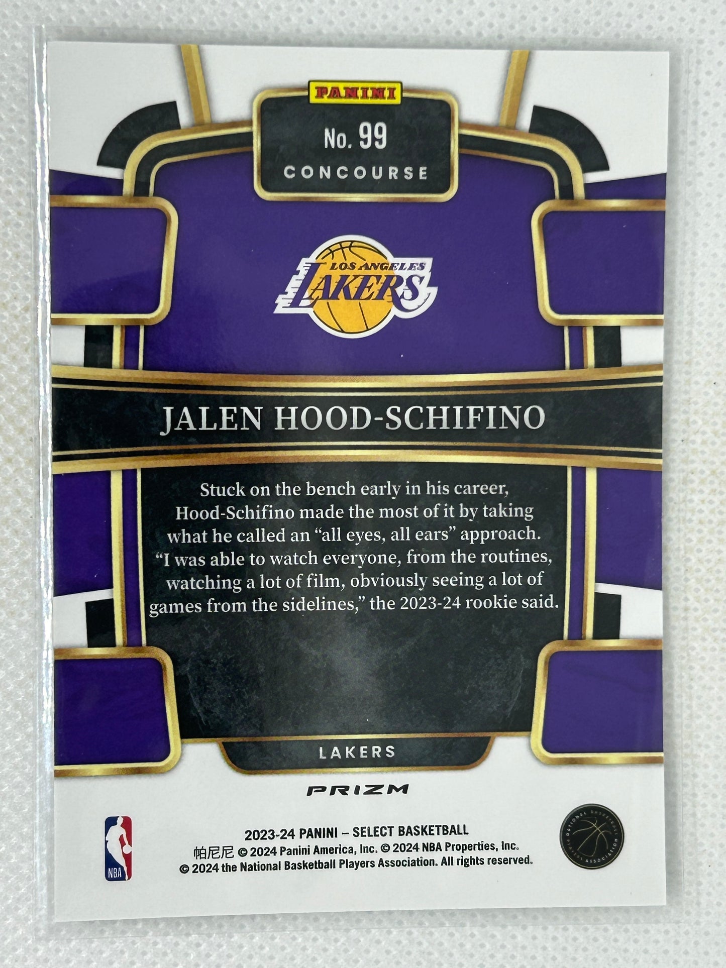 2023-24 Panini Select Silver Tectonic Rookie Jalen Hood-Schifino #99 Los Angeles Lakers