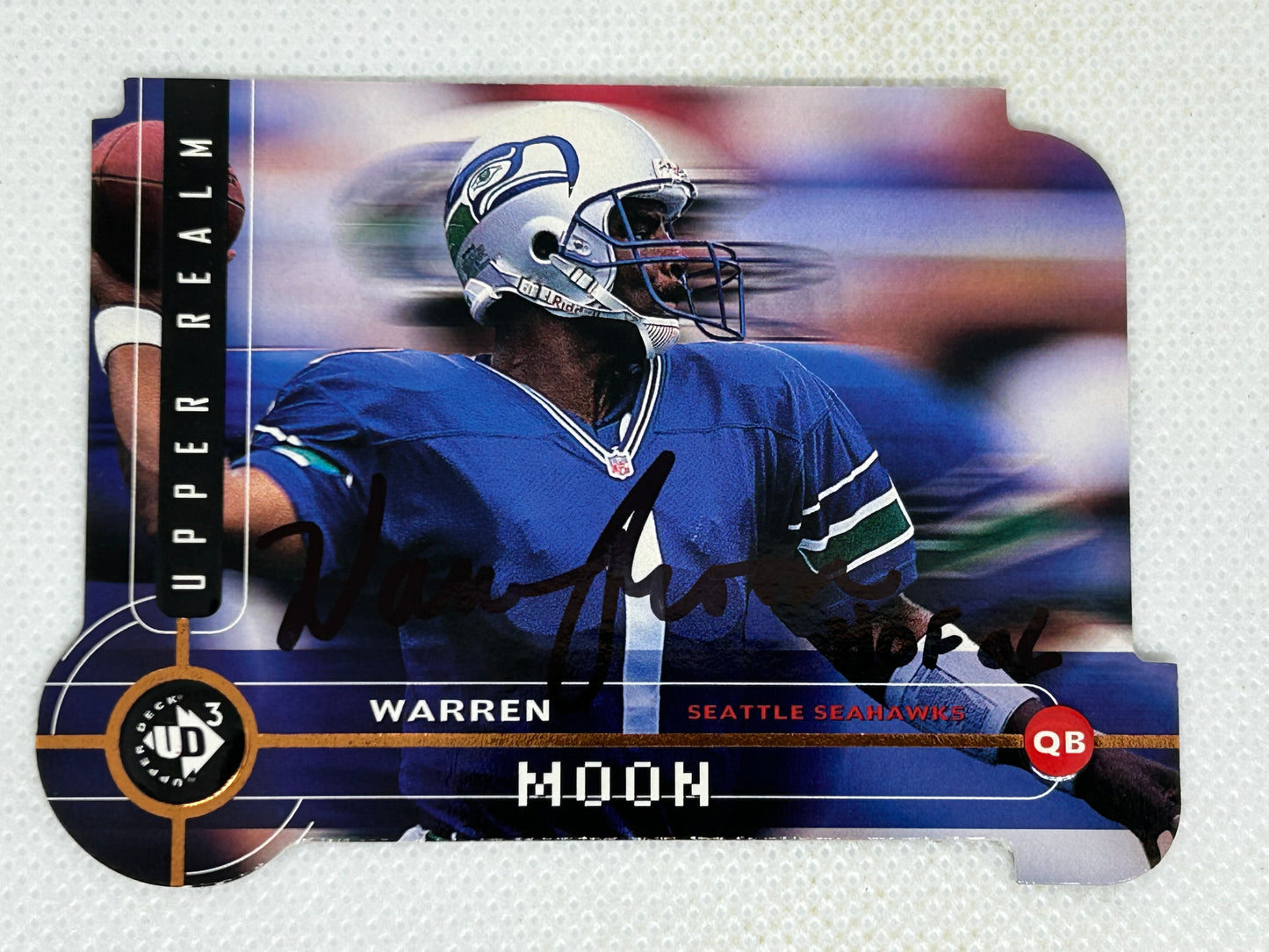 1998 Upper Deck UD3 Upper Realm Warren Moon /2000 #77 Seattle Seahawks Signed Card