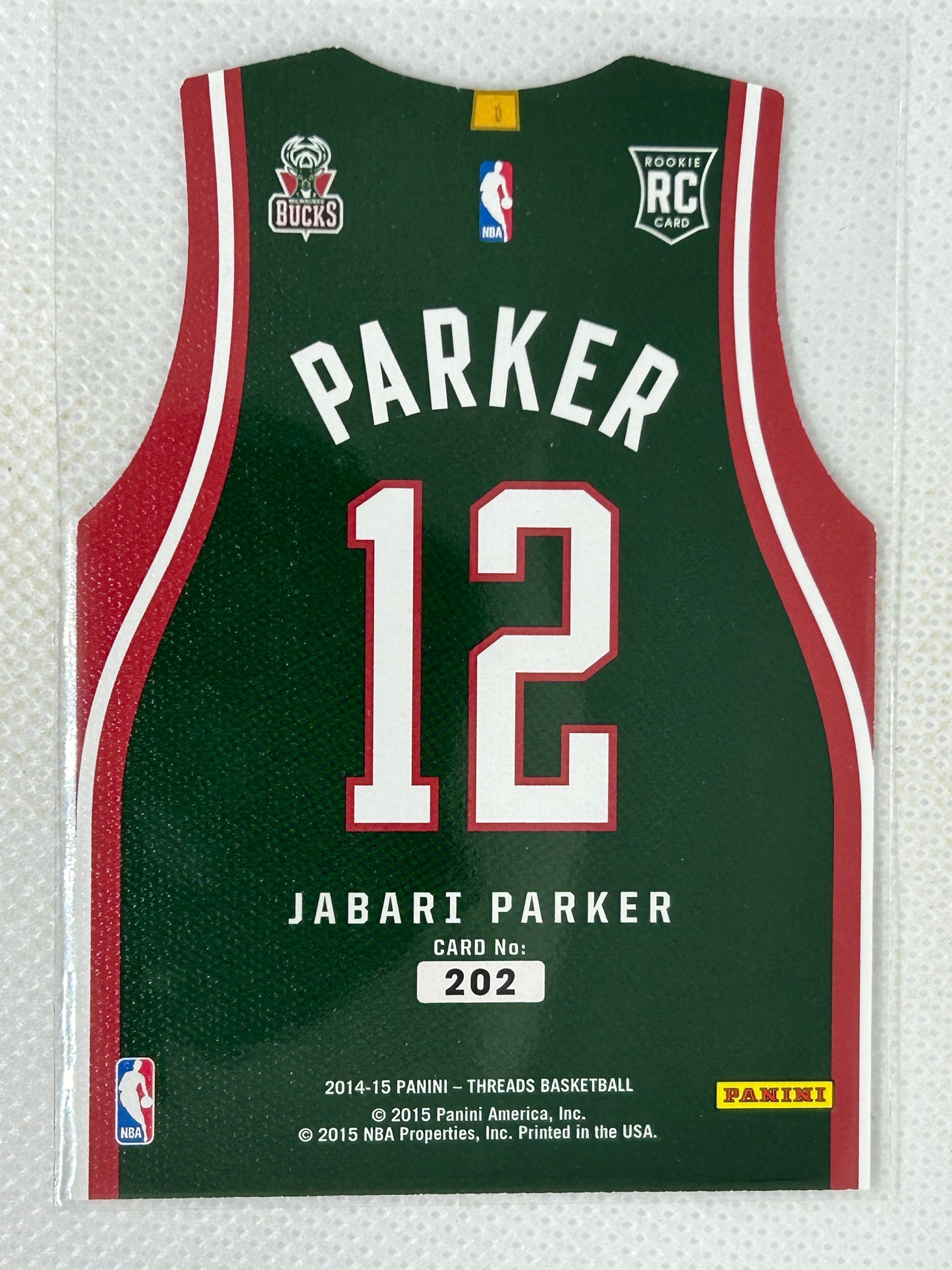 2014-15 Panini Threads Jersey Die-Cut Rookie Card #202 Jabari Parker Milwaukee Bucks