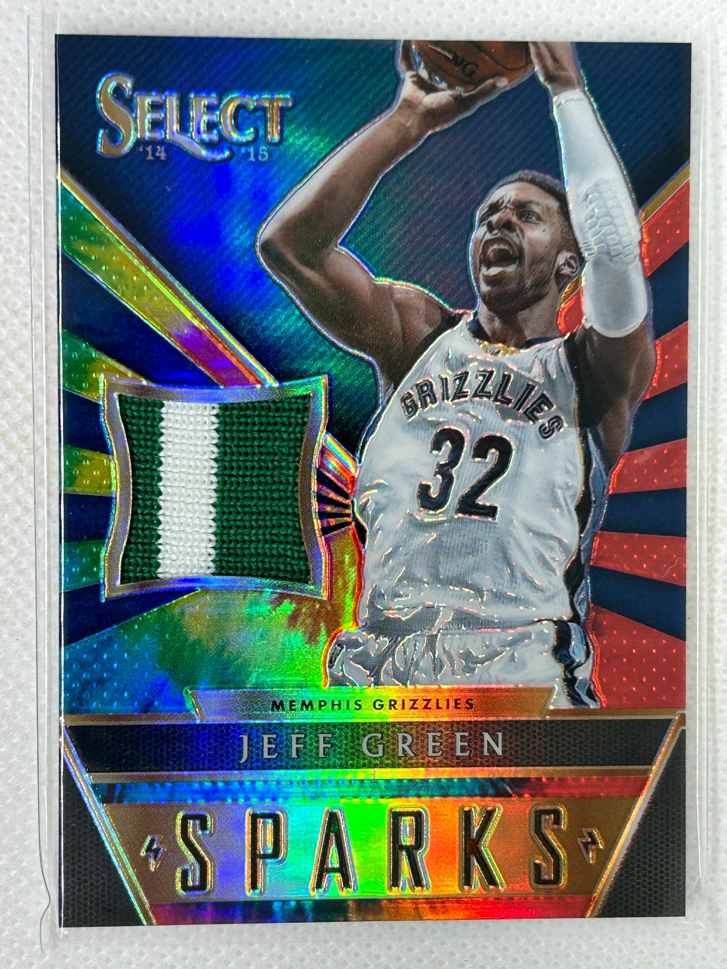 2014-15 Panini Select Sparks Tie Die Patch #29 Jeff Green /25 Memphis Grizzlies