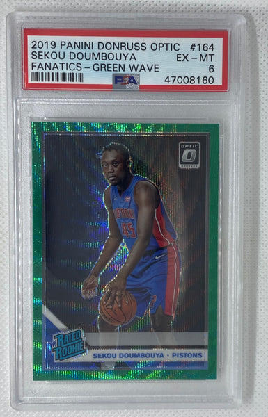 2019-20 Panini Donruss Optic Fanatics Green Wave Rookie #164 Sekou Doumbouya  PSA 6