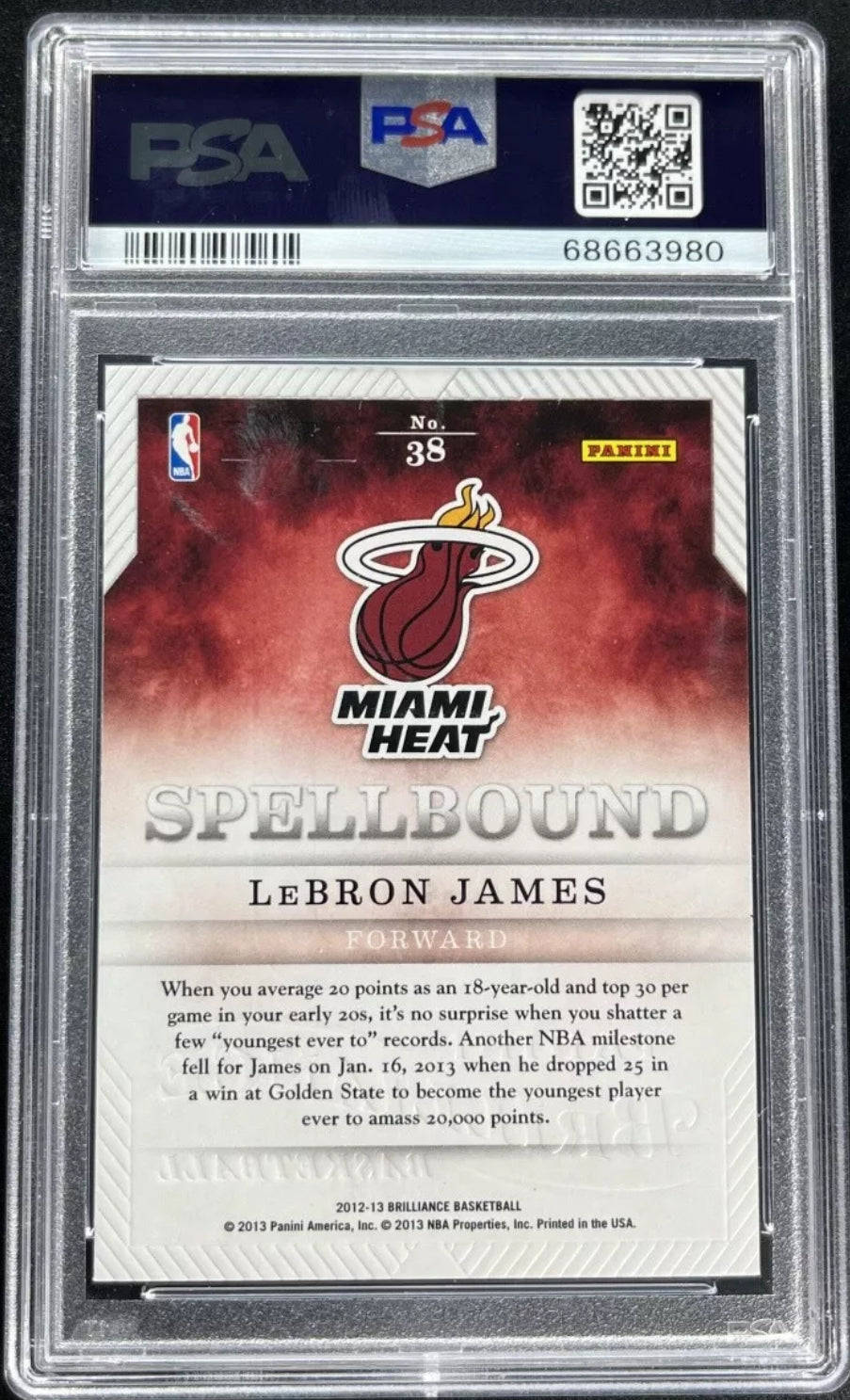 2012-13 Panini Brilliance Spellbound “J” Lebron James #38 Miami Heat PSA 10