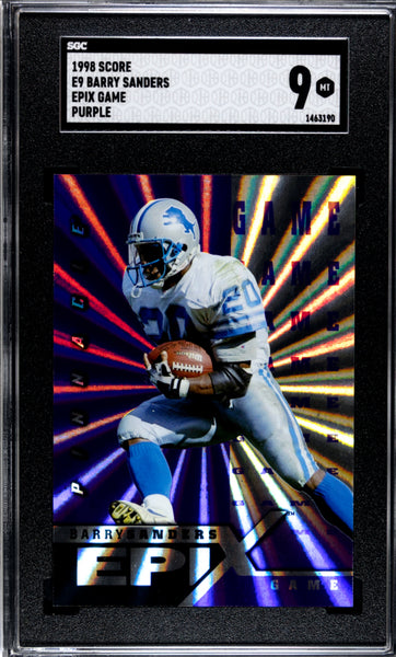 1998 Score E9 Barry Sanders EPIX Game Purple SSP SGC 9 Pop 1