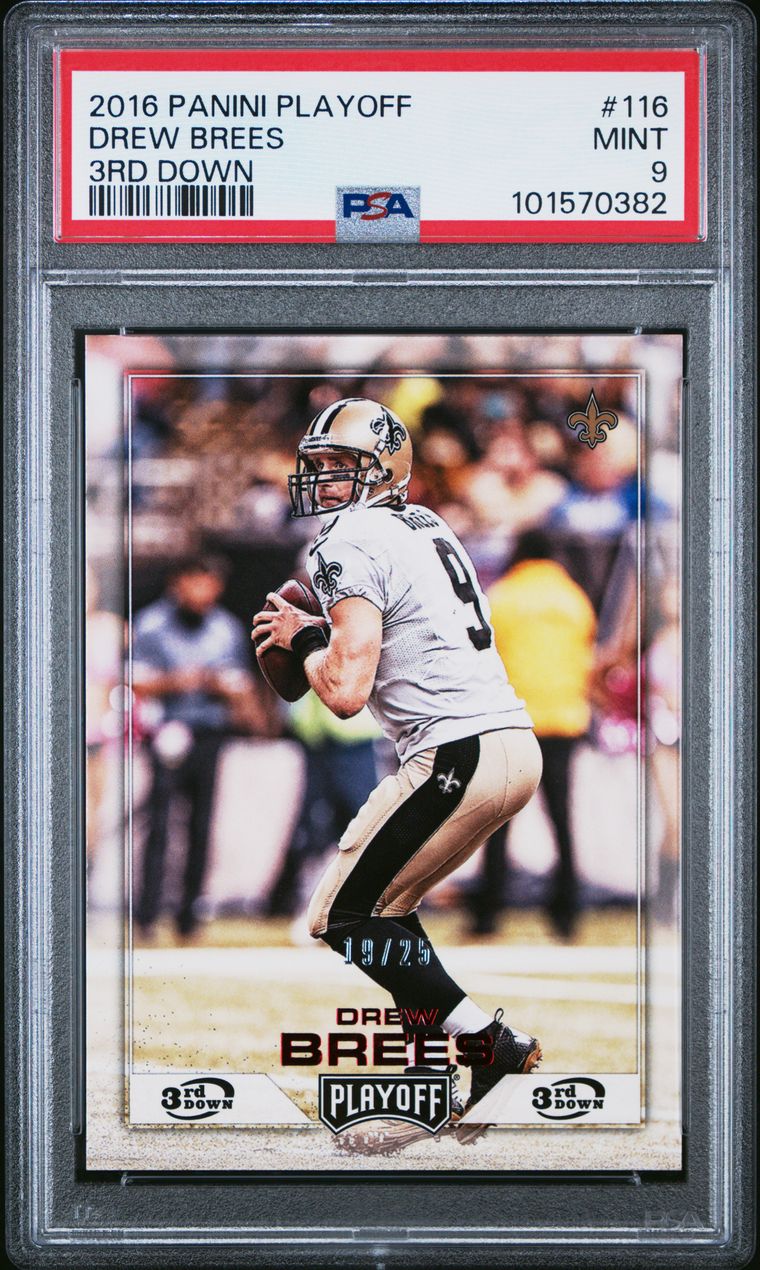 2016 Panini Playoff Third Down /25 Drew Brees #116 New Orleans Saints PSA 9 Pop 1