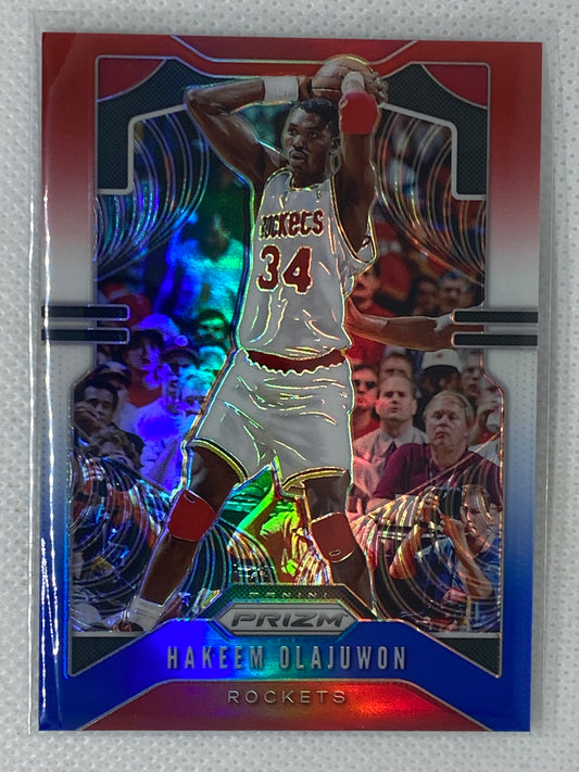 2019-20 Panini Prizm Red White and Blue Hakeem Olajuwon #4 Houston Rockets