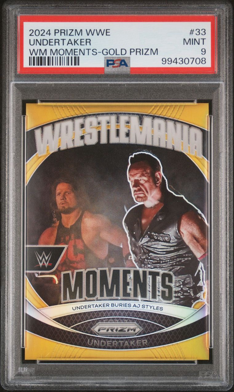 2024 Panini Prizm WWE Wrestlemania Moments Gold /10 Undertaker PSA 9