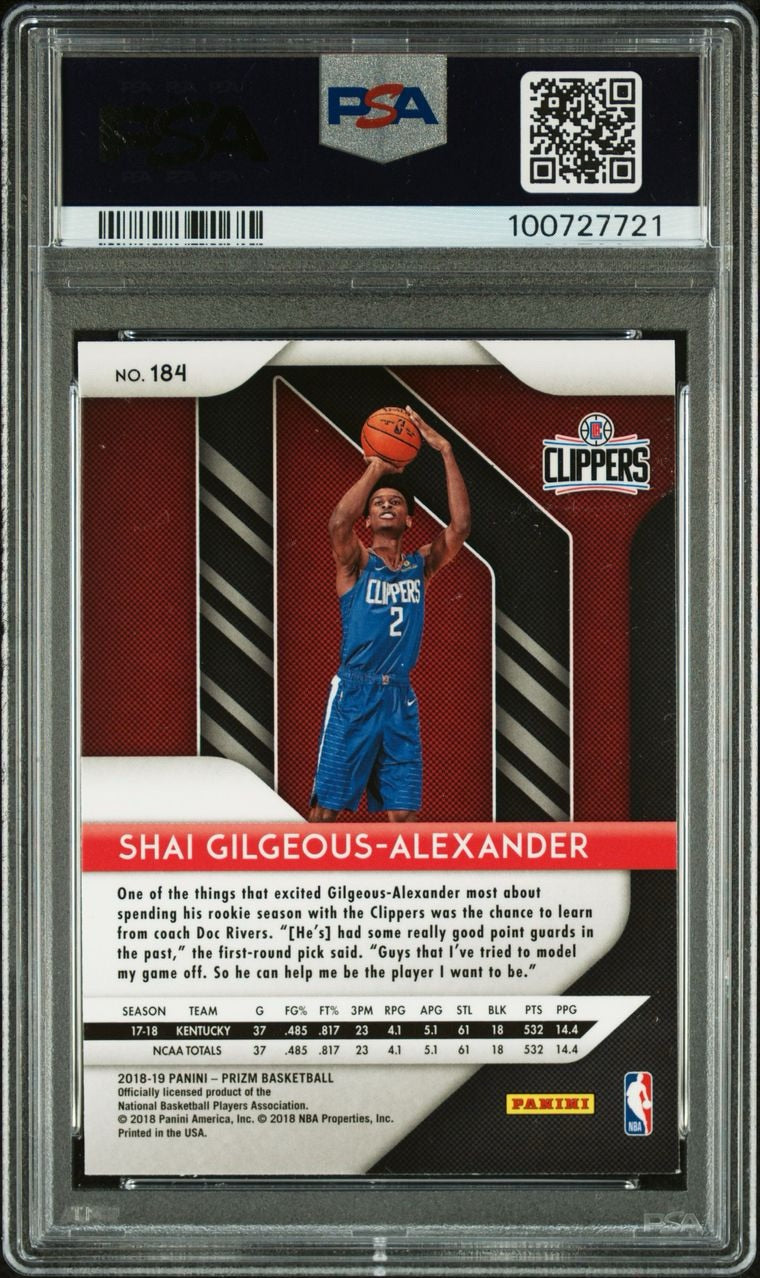 2018-19 Panini Prizm Rookie #184 Shai Gilgeous-Alexander Los Angeles Clippers PSA 8