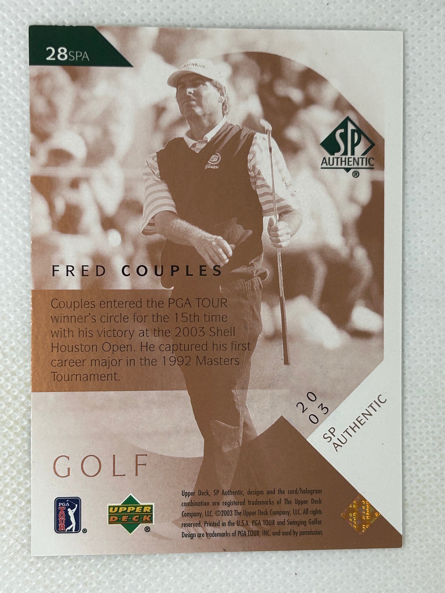 2003 Upper Deck SP Authentic #28 Fred Couples PGA Golf Signed Card