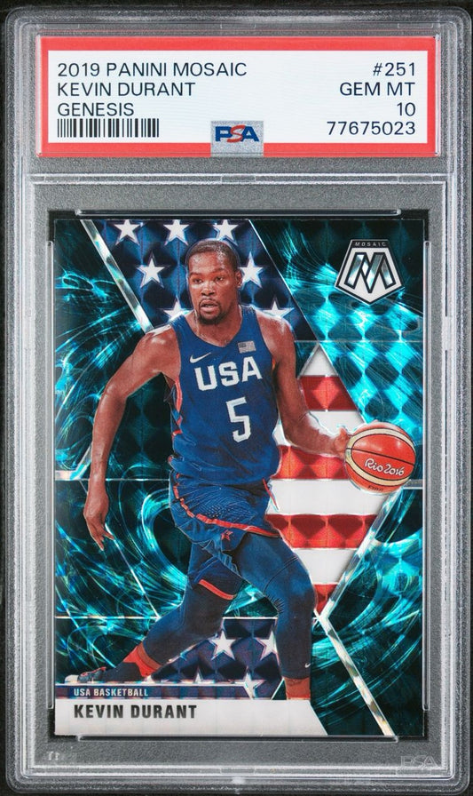 2019-20 Panini Mosaic Kevin Durant Team USA #251 Genesis Prizm PSA 10 Gem Mint