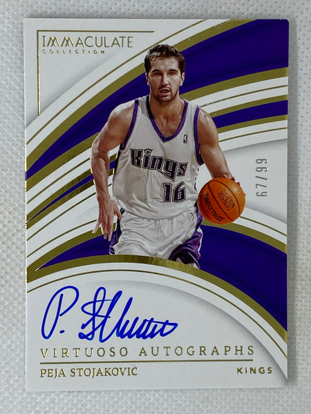 2022-23 Panini Immaculate Collection Virtuoso Autographs VA-PJS Peja Stojakovic /99 Sacramento Kings