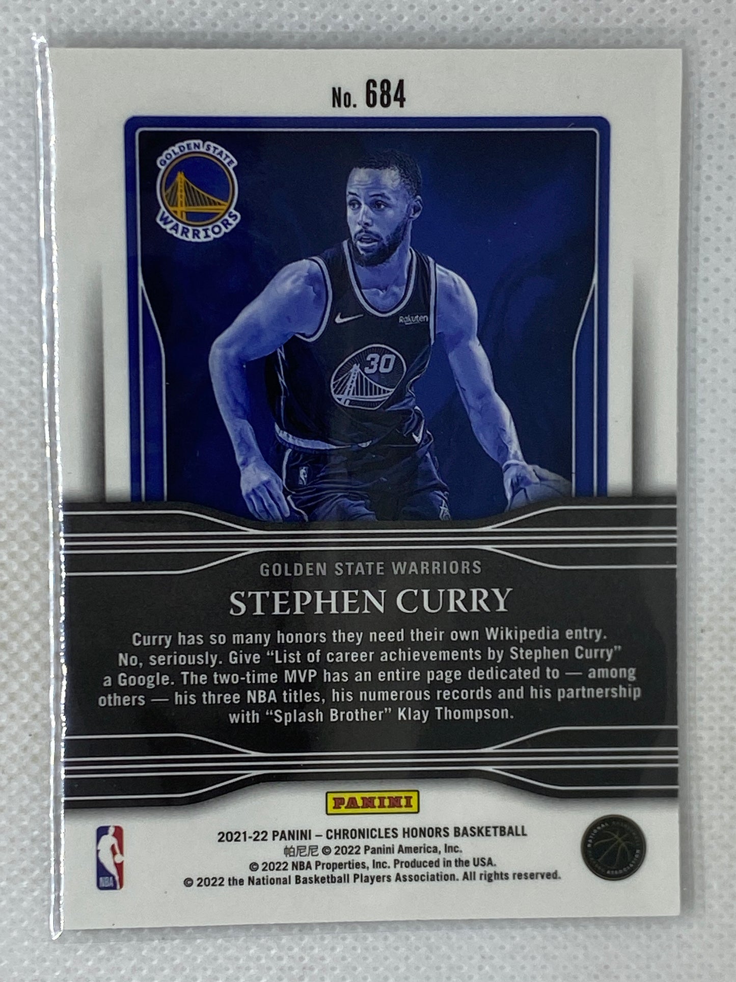 2021-22 Panini Chronicles Honors #684 Stephen Curry Golden State Warriors