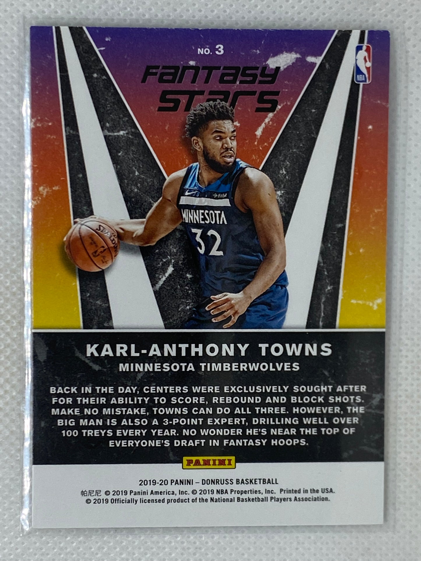 2019-20 Donruss Fantasy Stars #3 Karl Anthony Towns Minnesota Timberwolves