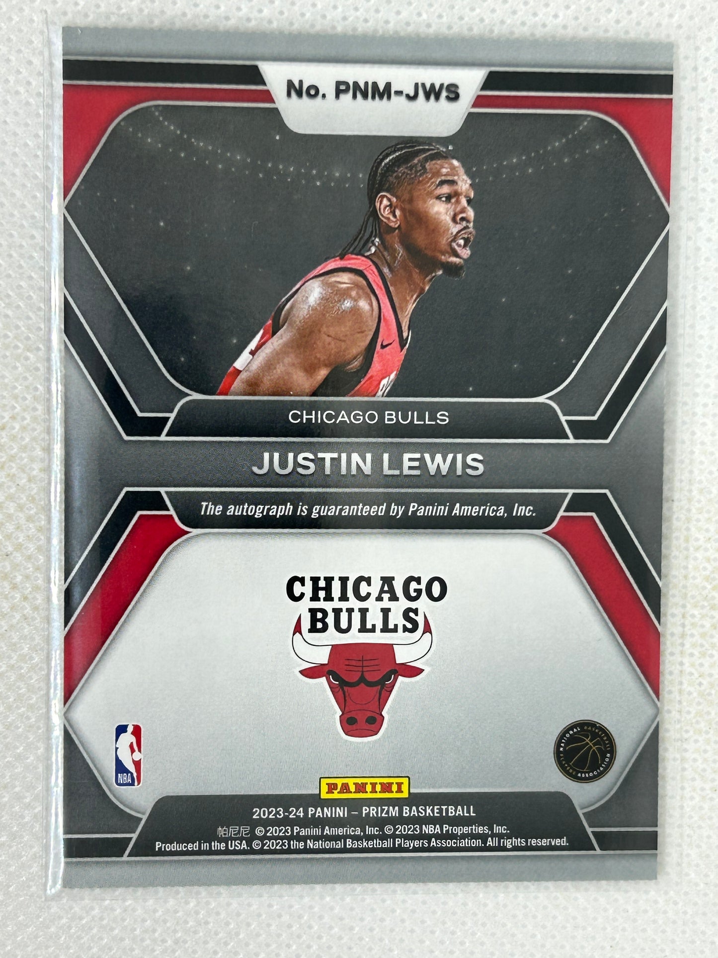 2023-24 Panini Prizm Penmanship Autograph Justin Lewis PNM-JWS Chicago Bulls