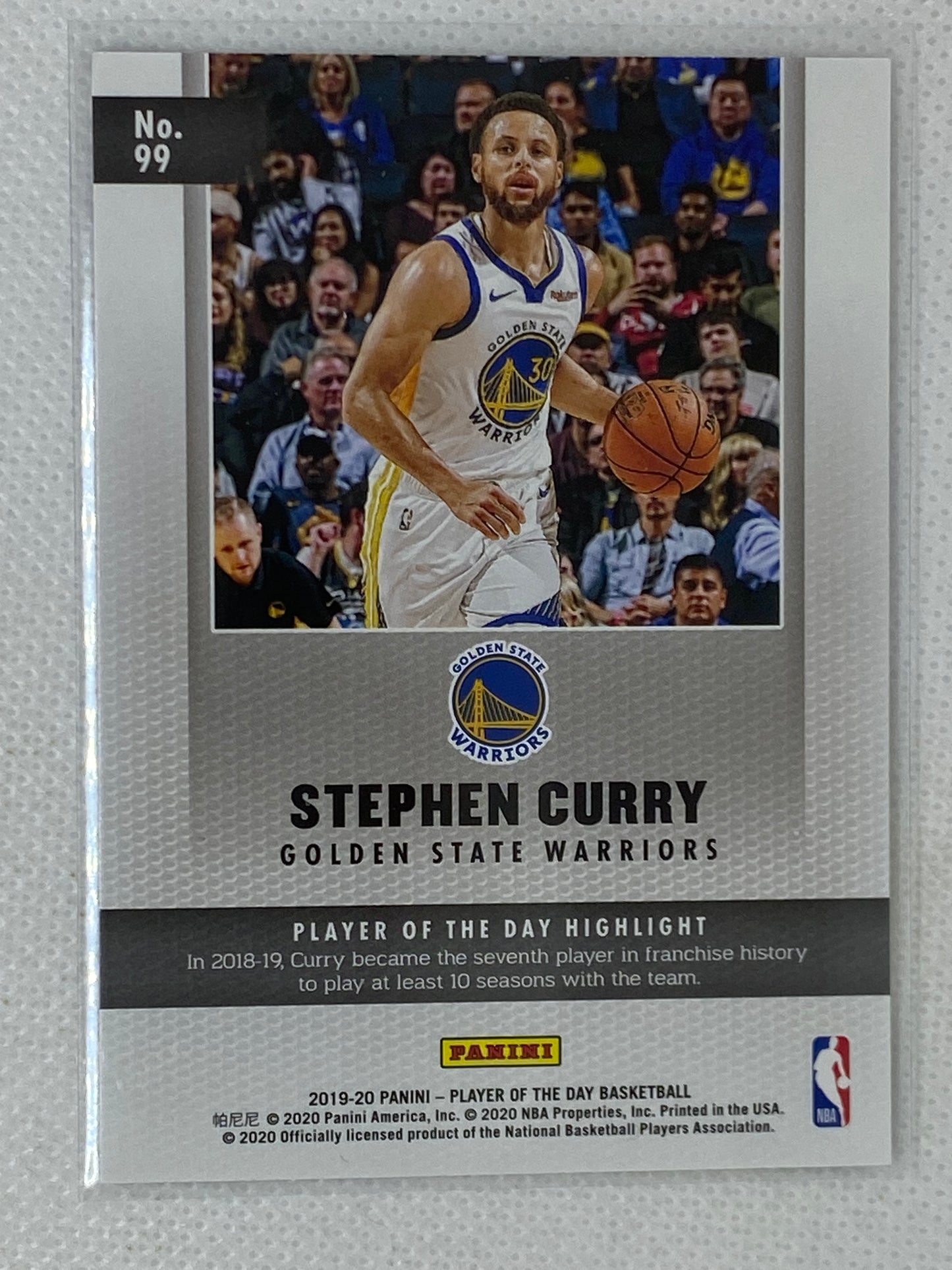 2019-20 Panini PLAYER OF THE DAY #99 Stephen Curry Golden State Warriors