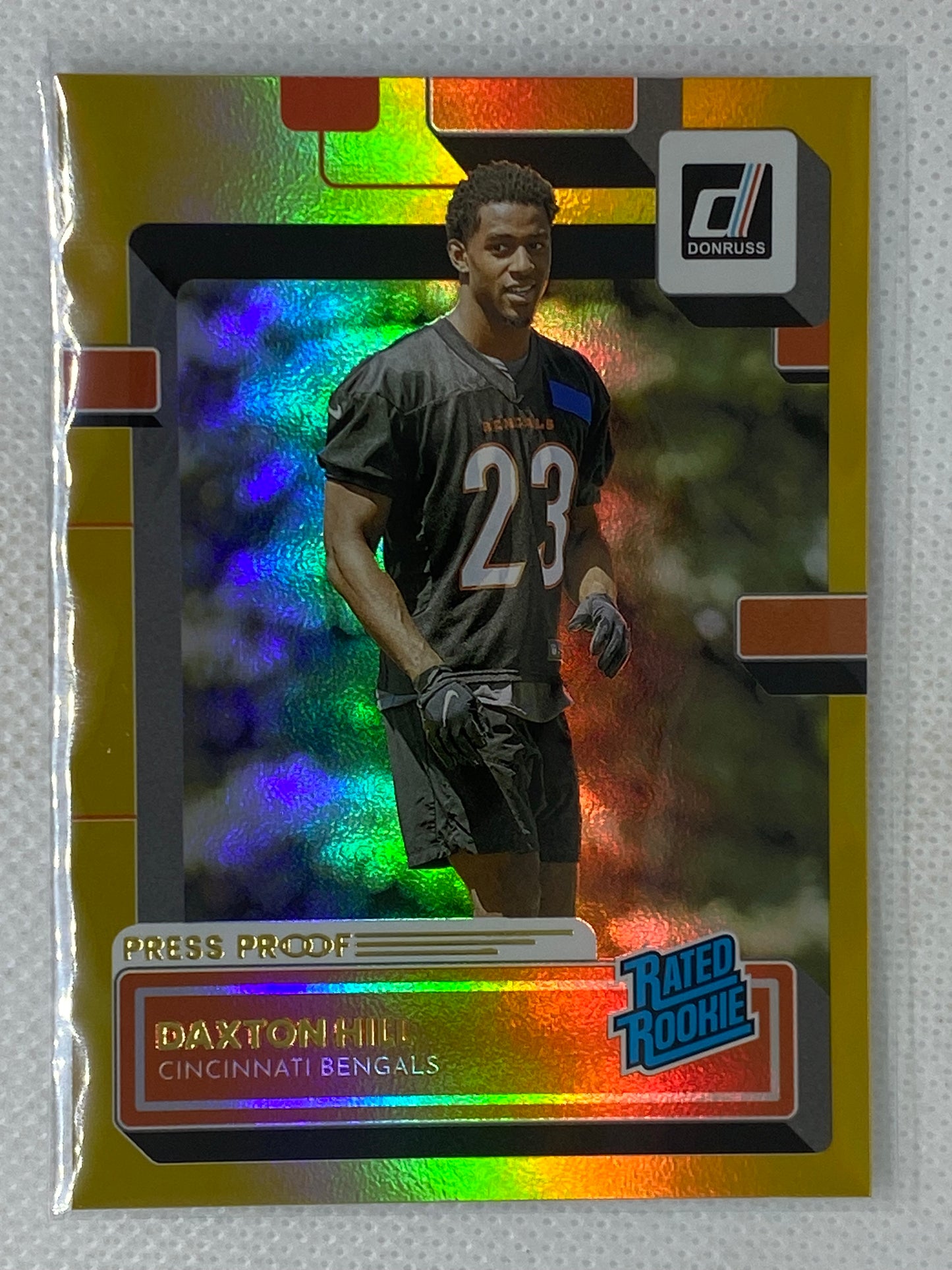 2022 Donruss Press Proof Gold Premium Rated Rookie #362 Daxton Hill - Cincinnati Bengals