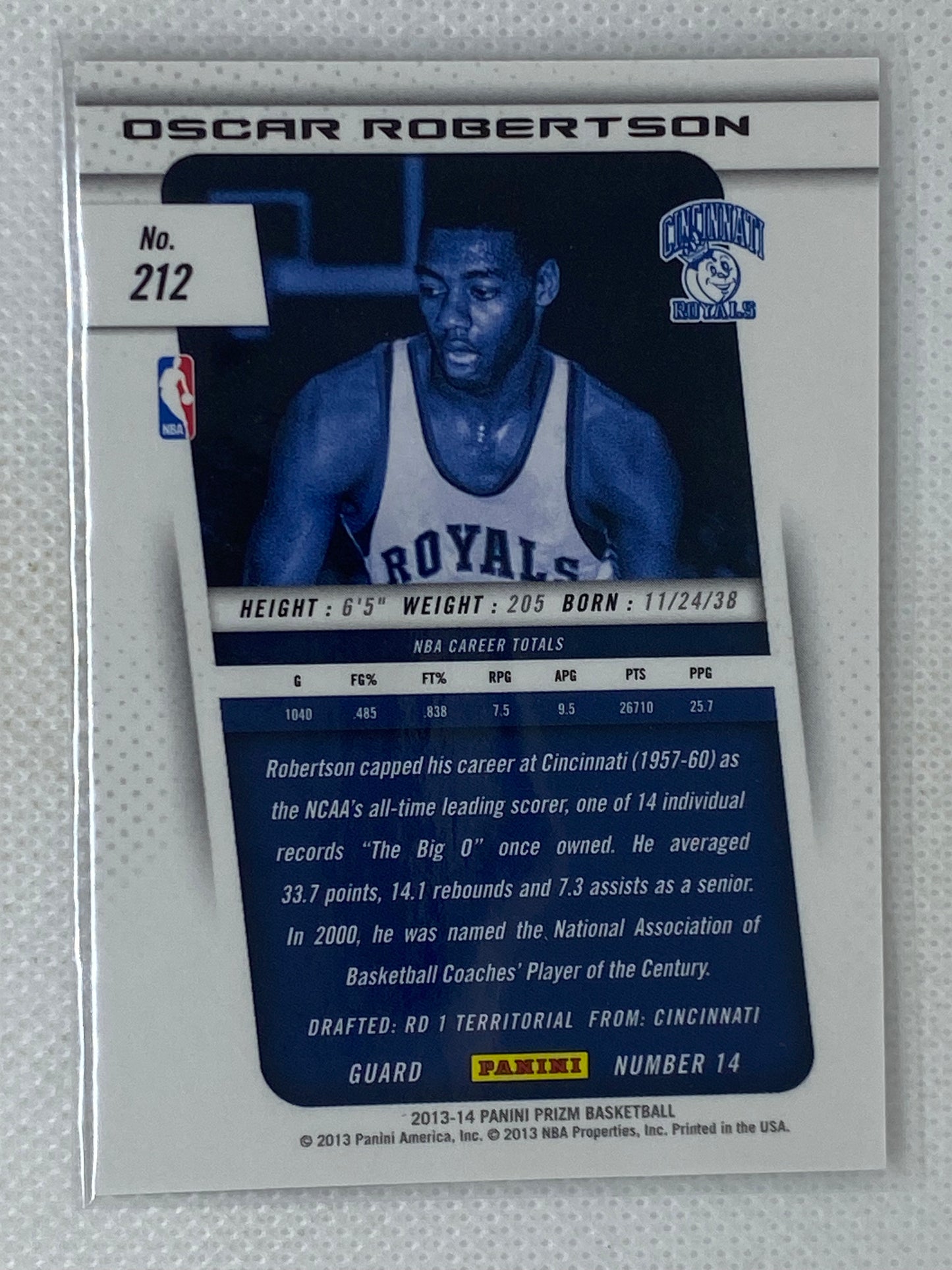 2013-14 Panini Prizm Oscar Robertson Cincinnati Royals #212