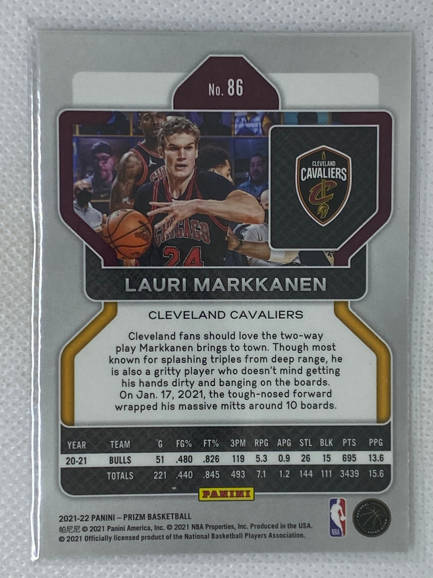 2021-22 Panini Prizm Lauri Markkanen #86 Cleveland Cavaliers