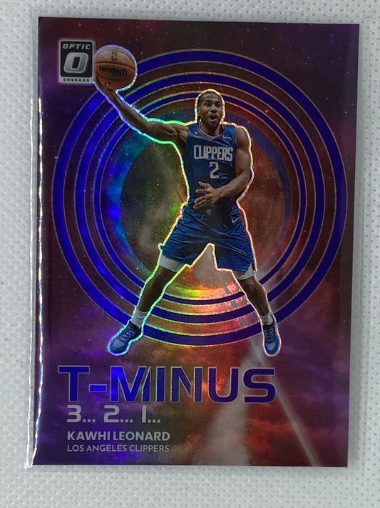 2022-23 Donruss Optic T-Minus 3... 2... 1... Purple Prizm Holo Insert Kawhi Leonard #12