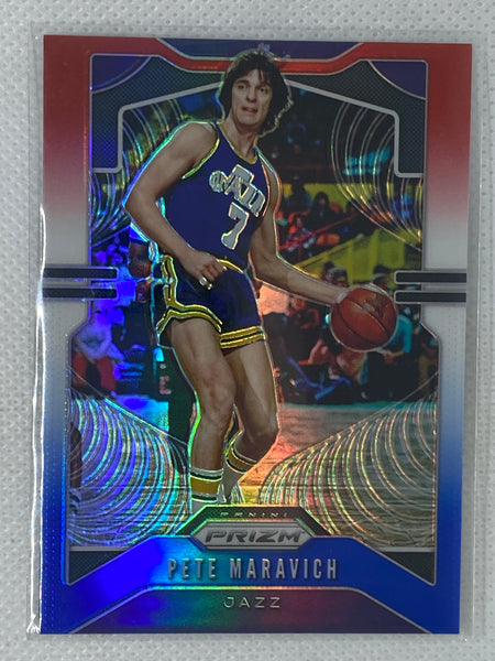 2019-20 Panini Prizm #17 Pete Maravich Red White Blue Prizm Jazz HOF Pistol Pete