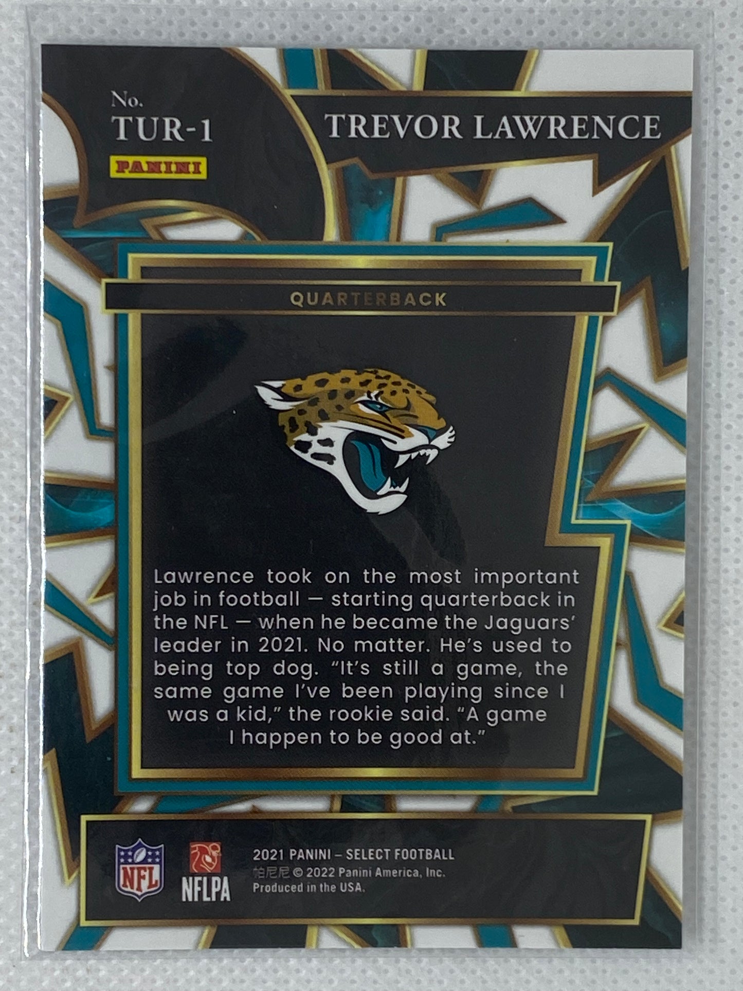 2021 Panini Select Trevor Lawrence Turbocharged Rookie Insert RC #TUR-1 Jaguars