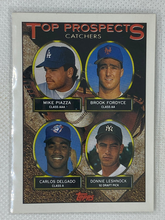 1993 Topps #701 Top Prospects Catchers Piazza/ Fordyce/ Delgado/ Leshnock RC