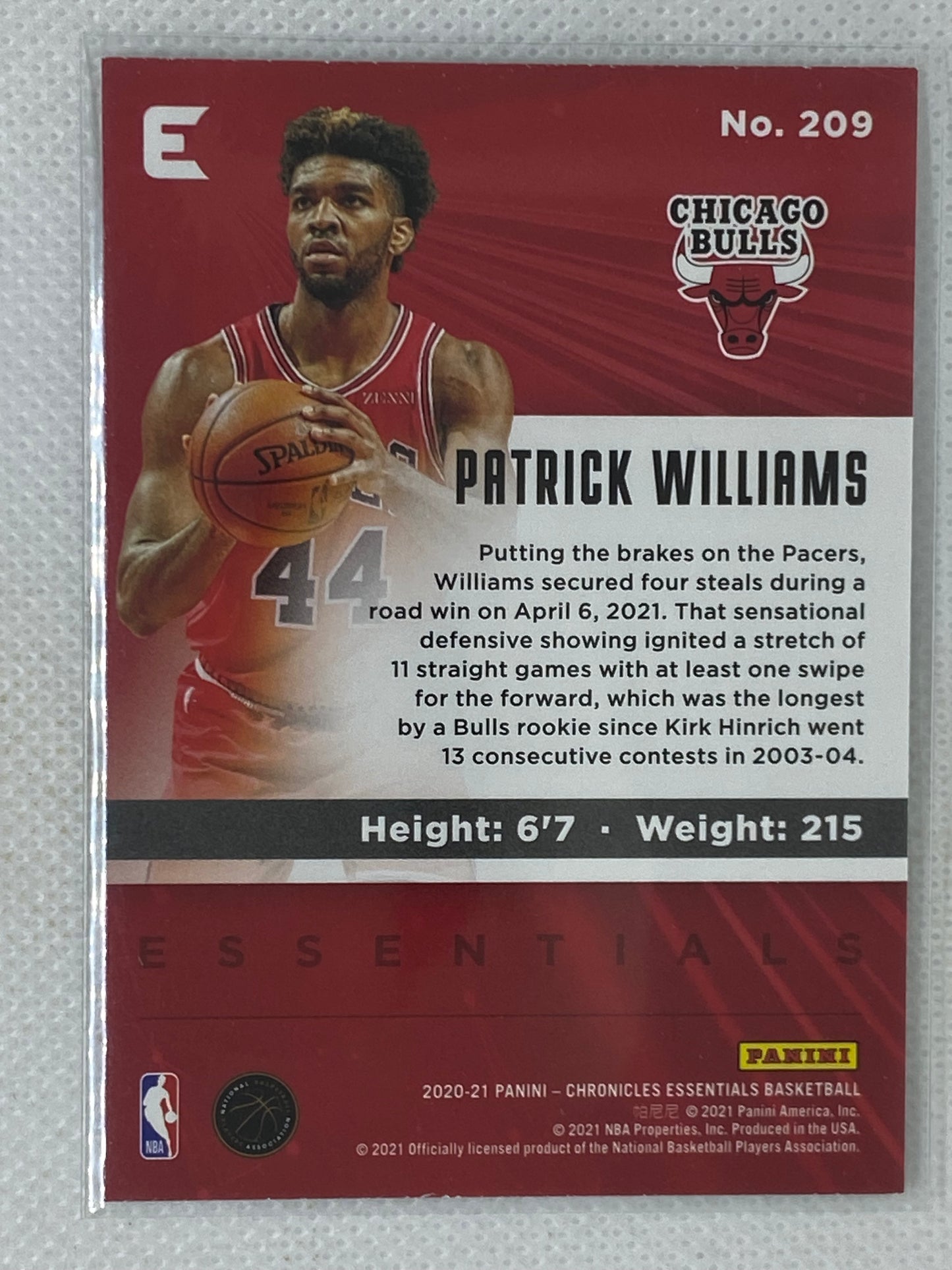 2020-21 Panini Chronicles Essentials Patrick Williams RC Rookie #209