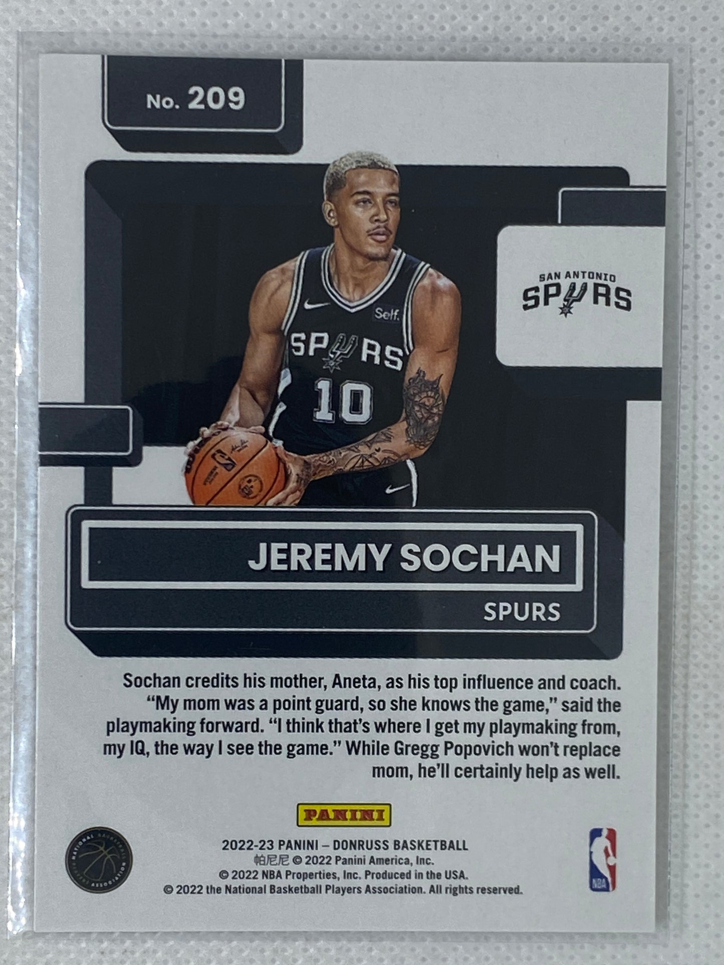 2022-23 Donruss #209 Jeremy Sochan RC Rookie Spurs Rated Rookie