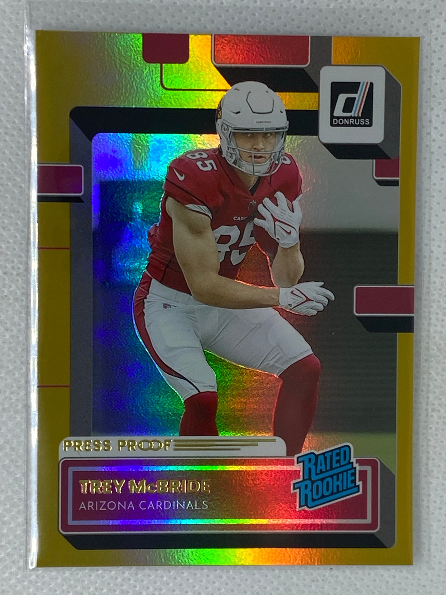 2022 Panini Donruss Gold Holo Press Proof Rated Rookie #337 Trey McBride Arizona Cardinals