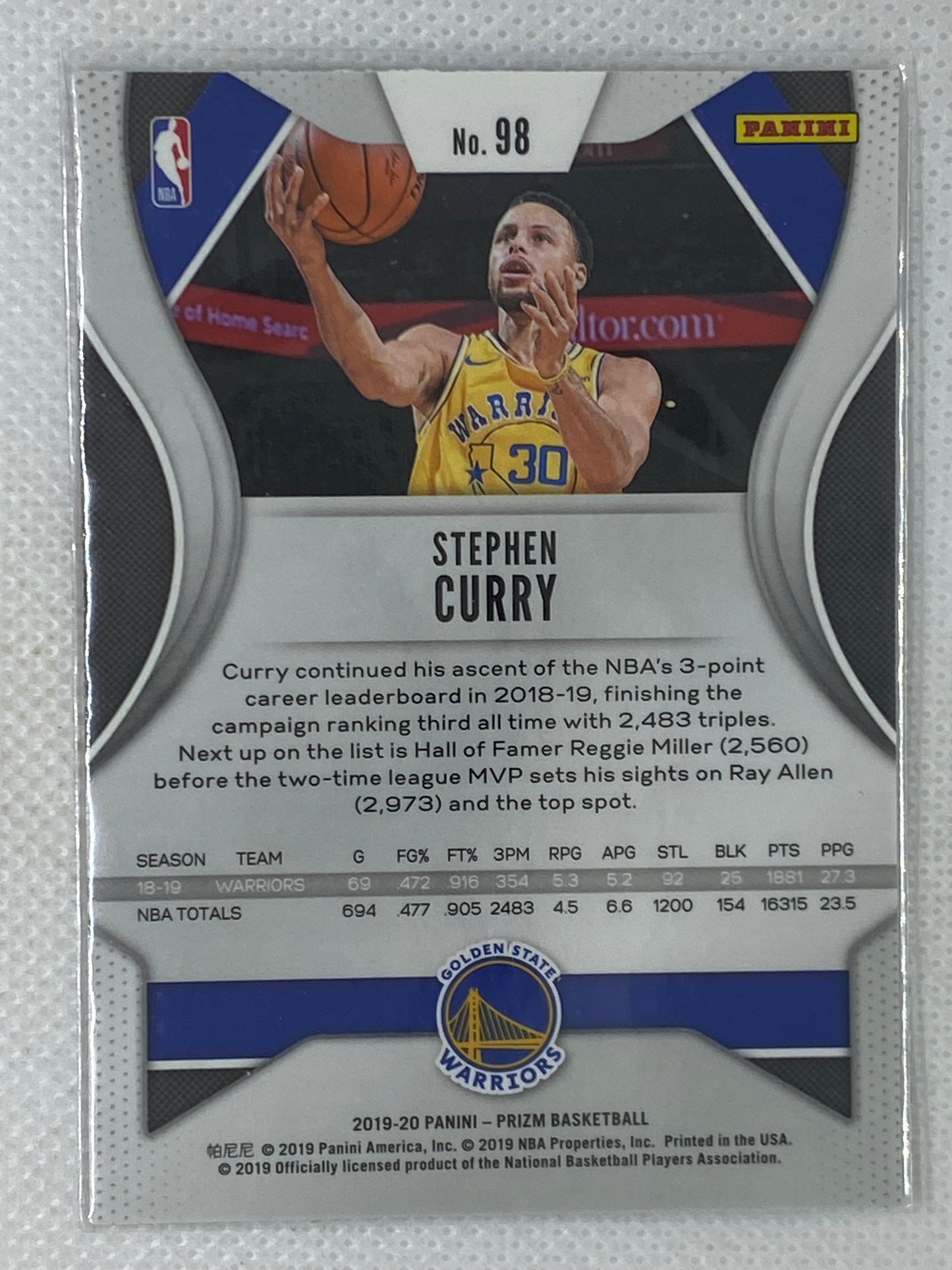 2019-20 Panini Prizm #98 Stephen Curry Golden State Warriors