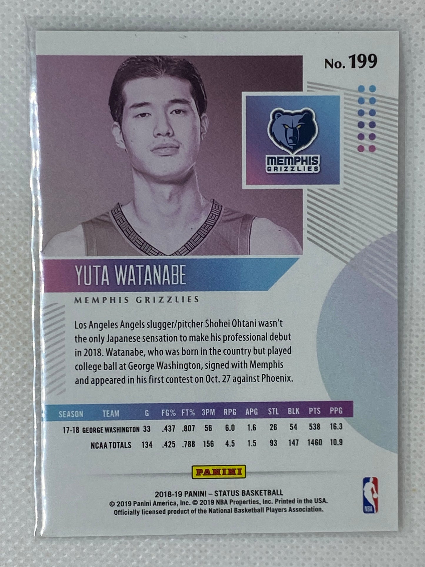 2018-19 Panini Status Rookies 2 Red Yuta Watanabe #199 Rookie RC