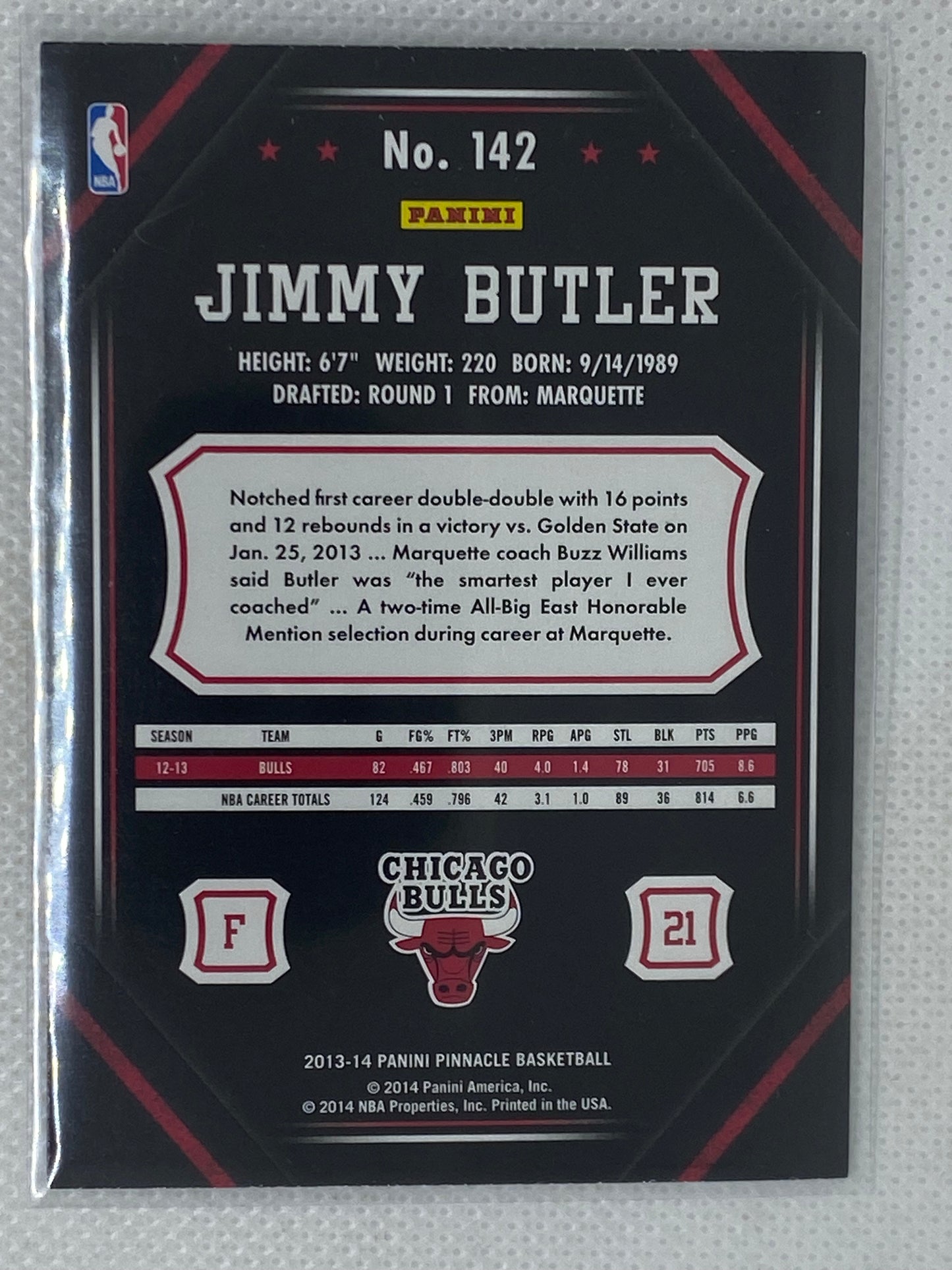 2013-14 Panini Pinnacle Basketball Jimmy Butler #142 - Chicago Bulls Miami Heat